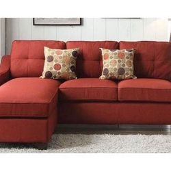 Brand New Red Reversible Chaise Sectional Sofa