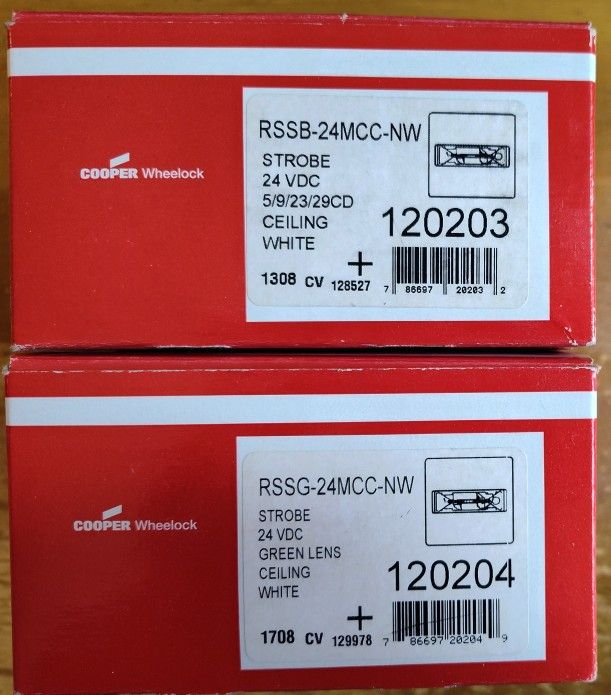 2 Cooper Wheelock Strobe Lights / Blue Lens and Green Lens