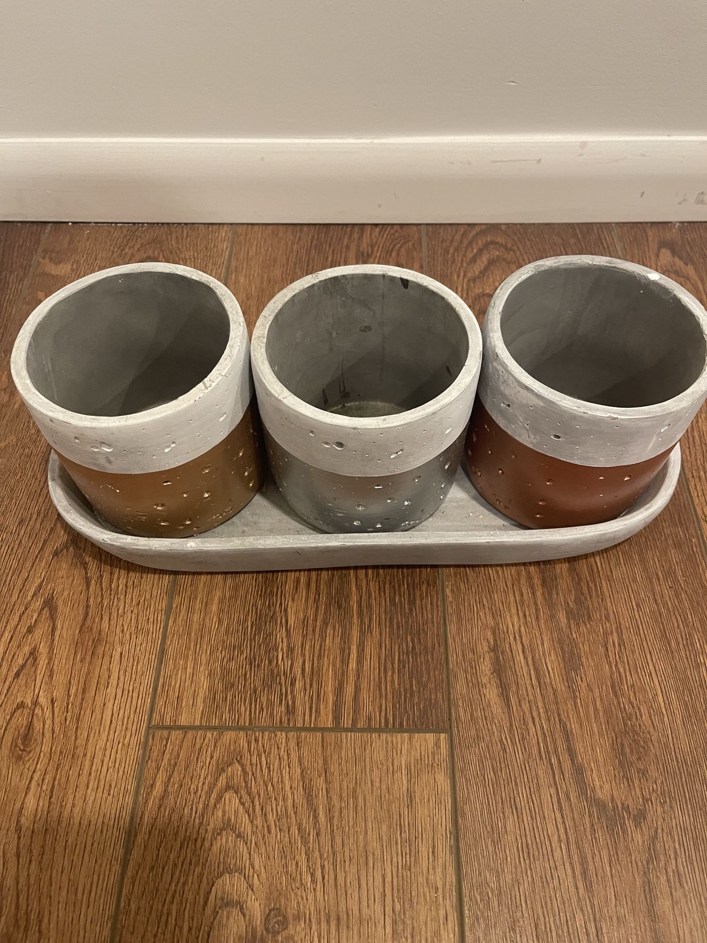 3 piece concrete planter set