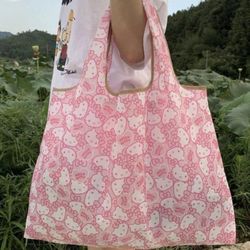 1Pc Hello Kitty Shopping Bag Foldable Storage Bag For Toys Portable Handbag.