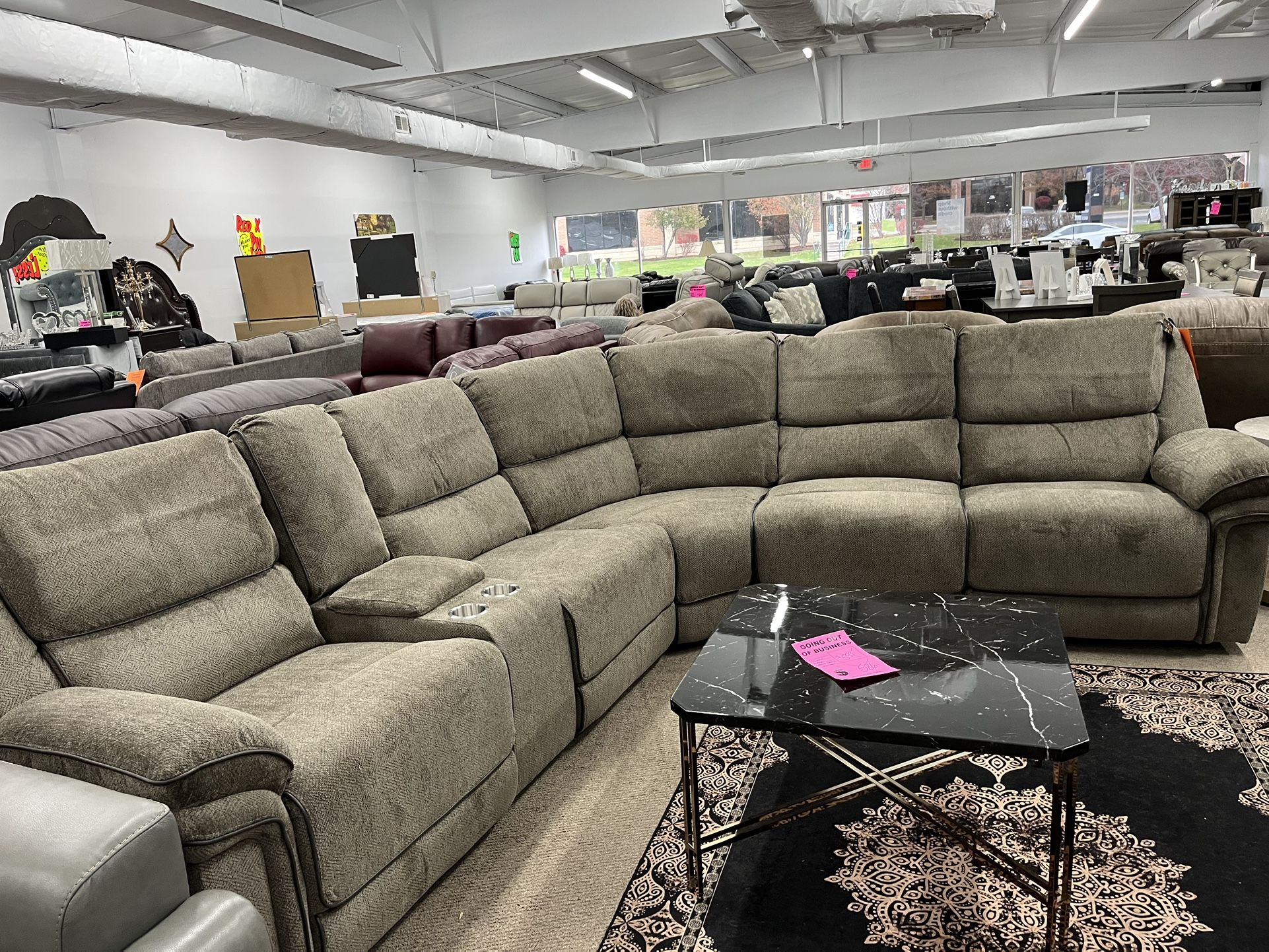 Durable Fabric Reclining Sectional With USB Port And 3 Recliner