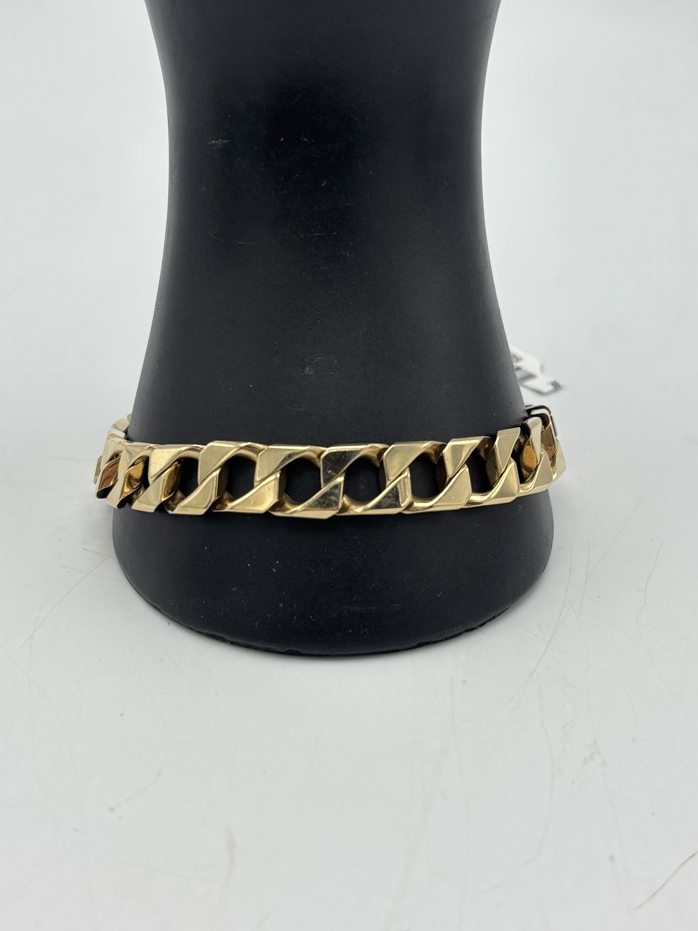 14kt Yellow Gold 9” Solid Square Curb Link Bracelet