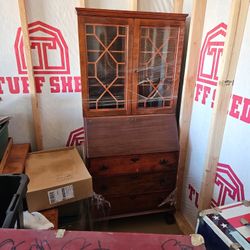 Antique Rolltop Cabnet W Drawers