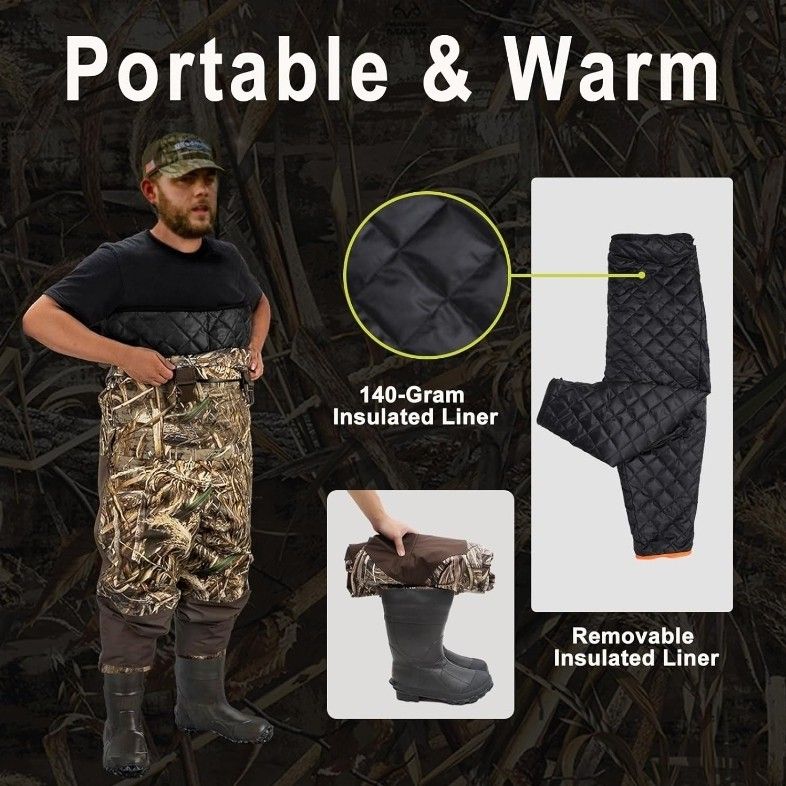 8 Fans Breathable Hunting Waders,1000G Insulation Boots with Removable Insulated Liner for Duck Hunting size 8