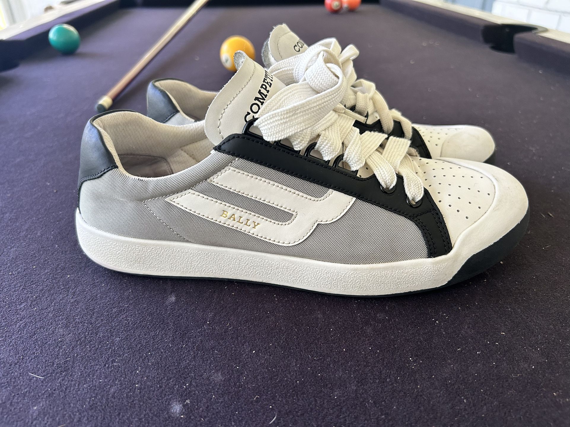 Bally Mens Competition 256 White Leather Sneakers Shoes Size 9.5