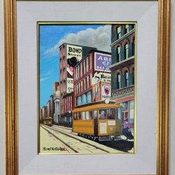 Lou Fletcher San Francisco Trolley Oil Painting 20x24 Signed