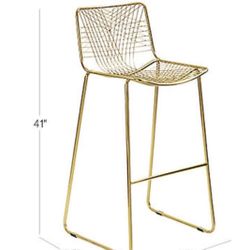 TWO ALPHA BRASS BAR STOOLS (CB2)