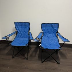 2 blue foldable chairs: adults