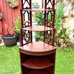 1940s Antique Chippendale Carved Wood Bookcase 