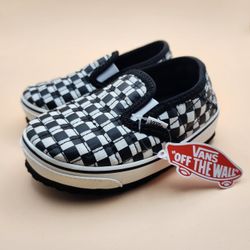 Black and White Vans Checkerboard Slip-on Toddler Sneakers