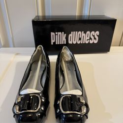 Pink Duchess - New Black Flats - Size 7