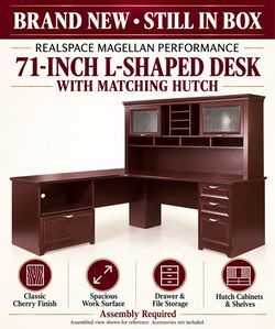 Realspace Magellan 71-Inch L-Shaped Desk with Hutch