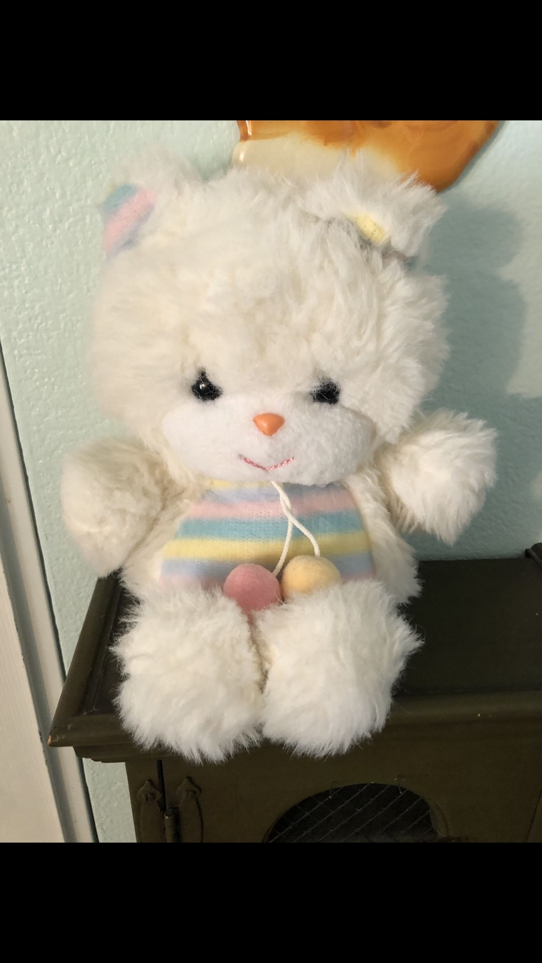 Vintage rainbow striped bear plushie/plush/Stuffed Animal