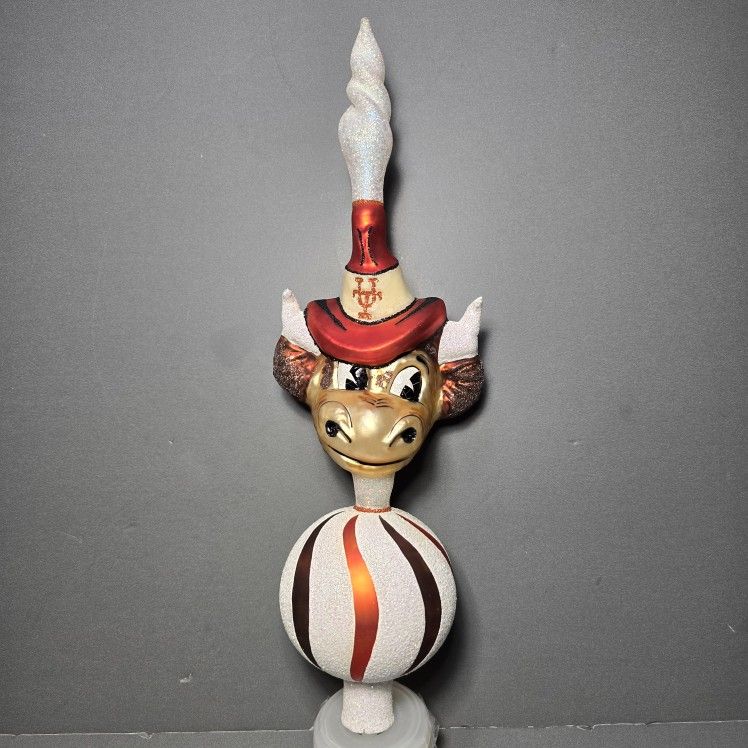 College Mascot Tree Topper By Slavic Treasures Glasscots UT Longhorns BEVO University of Texas Austin,