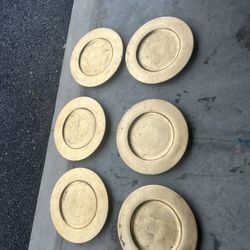 6 Distressed Gold Plate Chargers 