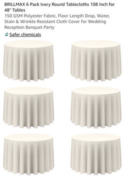 7 Ivory Tablecloths 108” Rounds