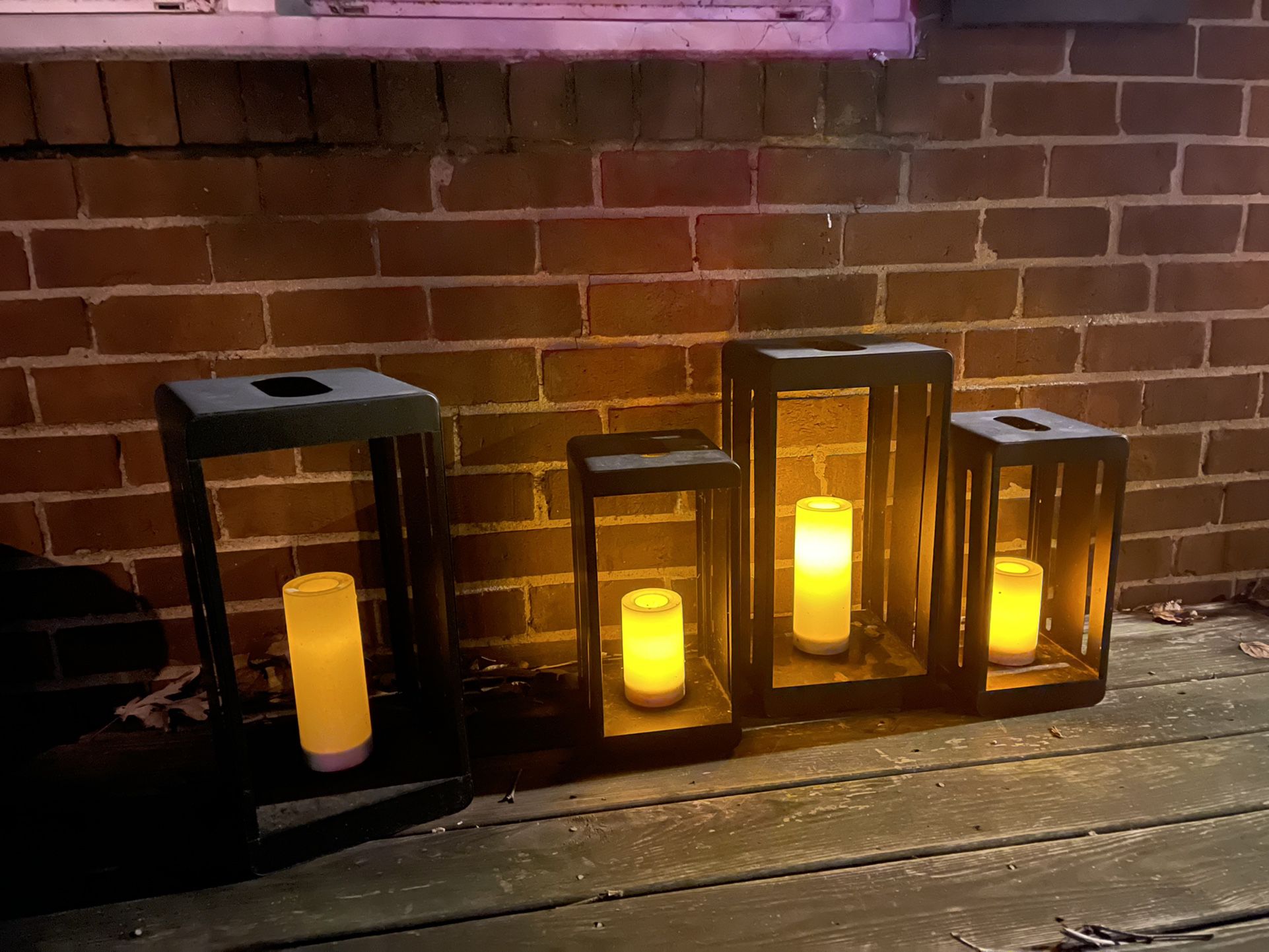 Metal Floor Candle Lantern Set 4 Outdoor