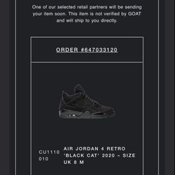 Jordan 4 black cats 2020