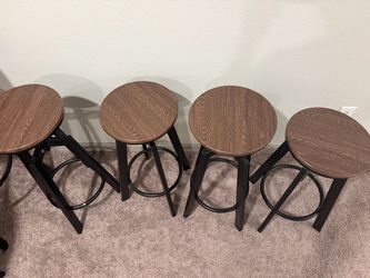 Wooden stools and tables