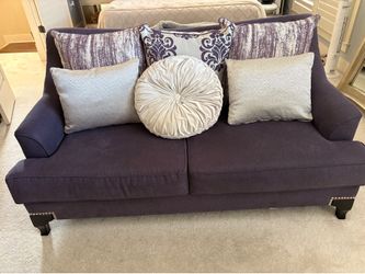 Stylish Purple Couch with Accent Pillows Included