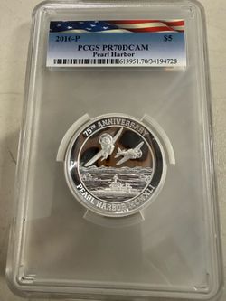 2016 P Tuvalu Pearl Harbor 75th Anniversary 5 oz silver  MS 70