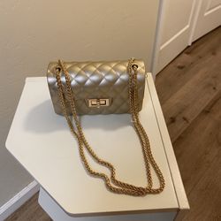 Gold Rubber Material Handbag Purse Clutch