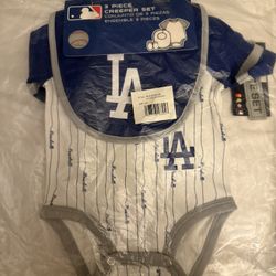 New Los Angeles Dodgers 3-Piece Creeper Set - Infant Size (0-3M)
