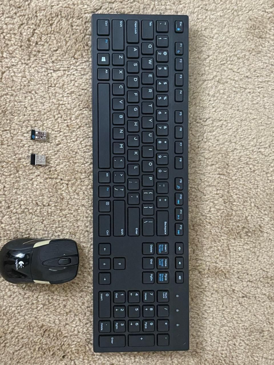Wireless keyboard and logitech mouse with 2 usb receivers