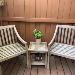 Teak Chairs And End Table