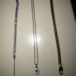 Silver Bracelet Silver Necklace And Gold Bracelet 