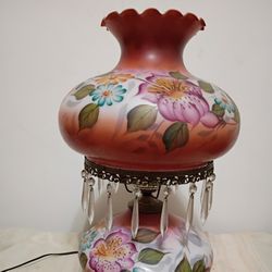 Vintage Beautiful Gone With The Wind Floral Hurricane Lamp 