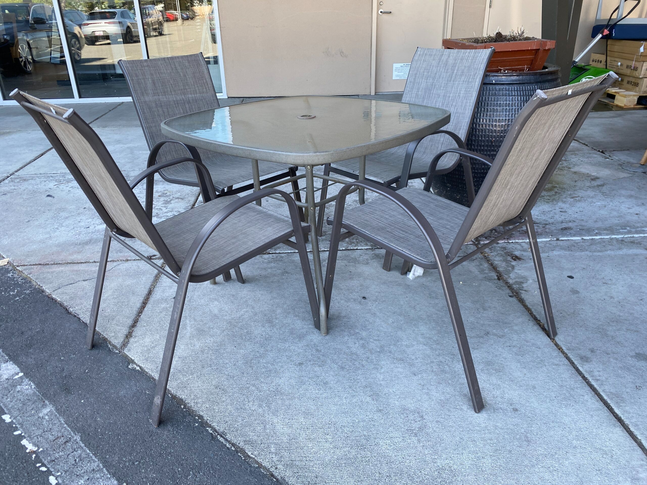 Outdoor Square Metal Table Set w/ 4 Chairs