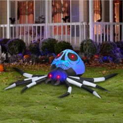 Halloween 5'Ft Spider Fire & Ice LED Skull Airblown Blowup Yard Inflatable NEW