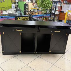  72.5" Large Dog Crate Furniture with Sliding Barn Door, Wooden Dog Kennel with Double Doors, Divider, Water Resistant Dog Crate Cage with Layers for 