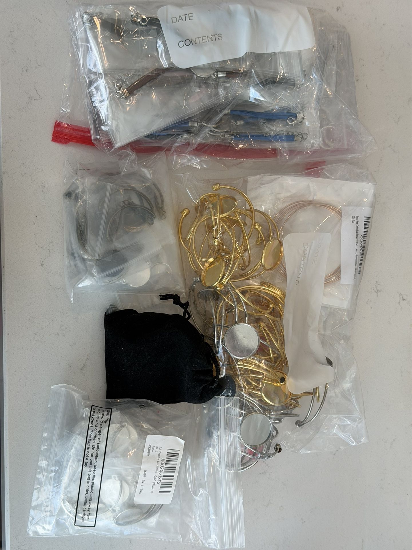 Lot Of DIY Cabochon Bracelets And Bangles In Gold Silver Rose Gold Crafts