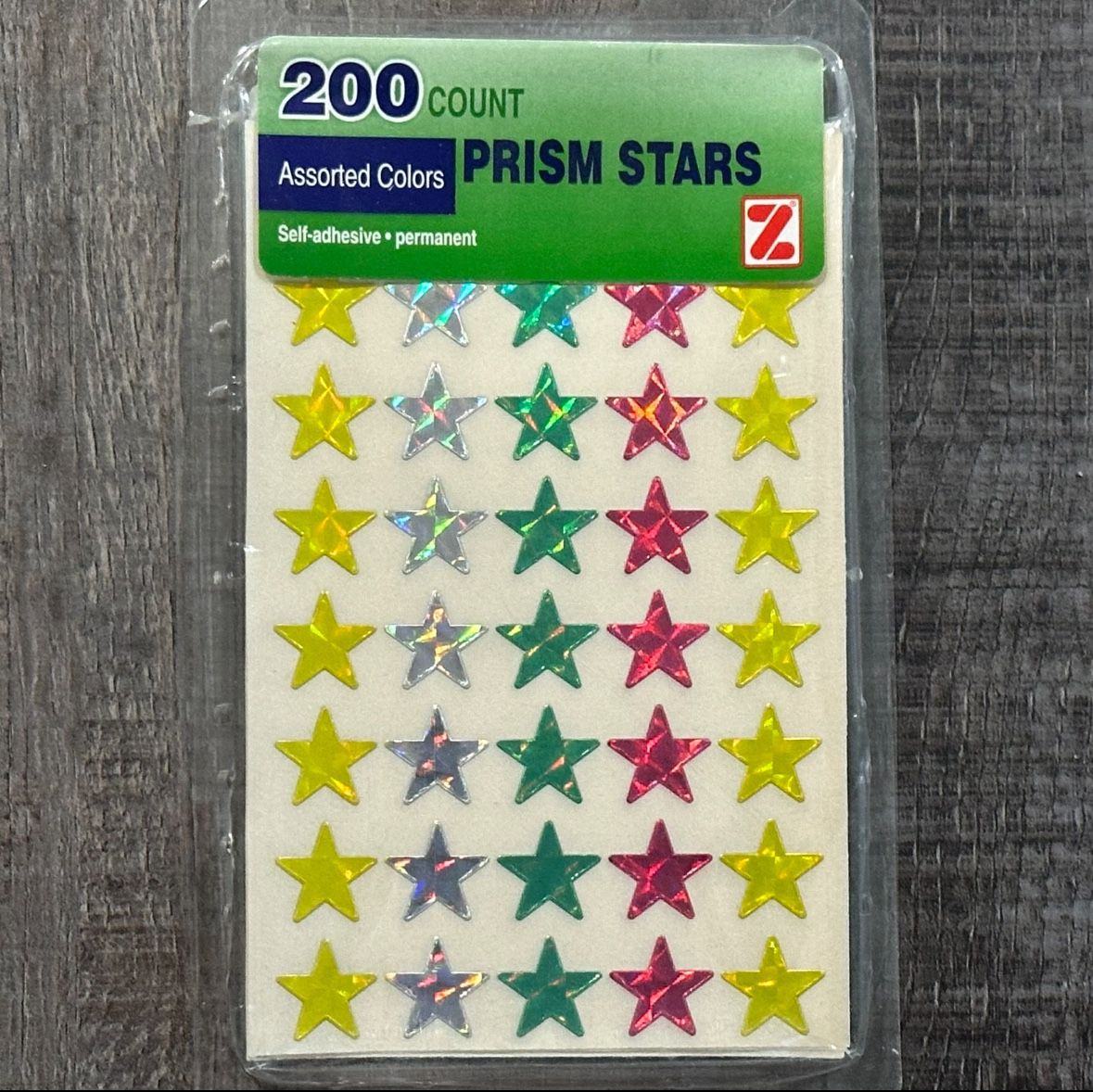 New 200 pack, Multicolored Prism Star Stickers