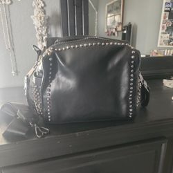 Black Studded Purse Has Strap
