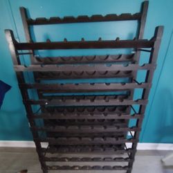 Vintage  Wine Rack 80ct Stained Looks Like Cherry  Can Be Wall Mounted Or Left Standing