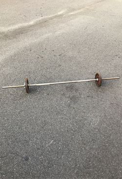 6ft barbell with collars and 2-10lbs standard weights