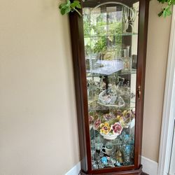  Glass Cherry Wood Corner Cabinet 