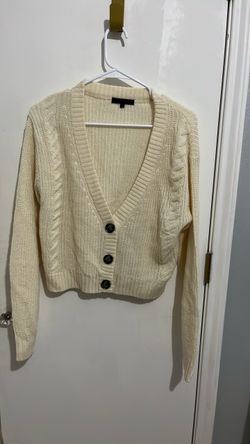 Cream Cable Knit Button Cardigan