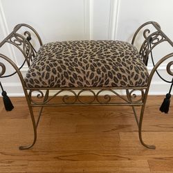 Iron Bench Chair Animal Print Cushion