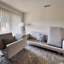 Light Gray/Silver Couch And Matching Chair