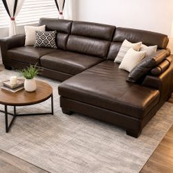 Z Gallery Sectional Real Leather Adjustable Head