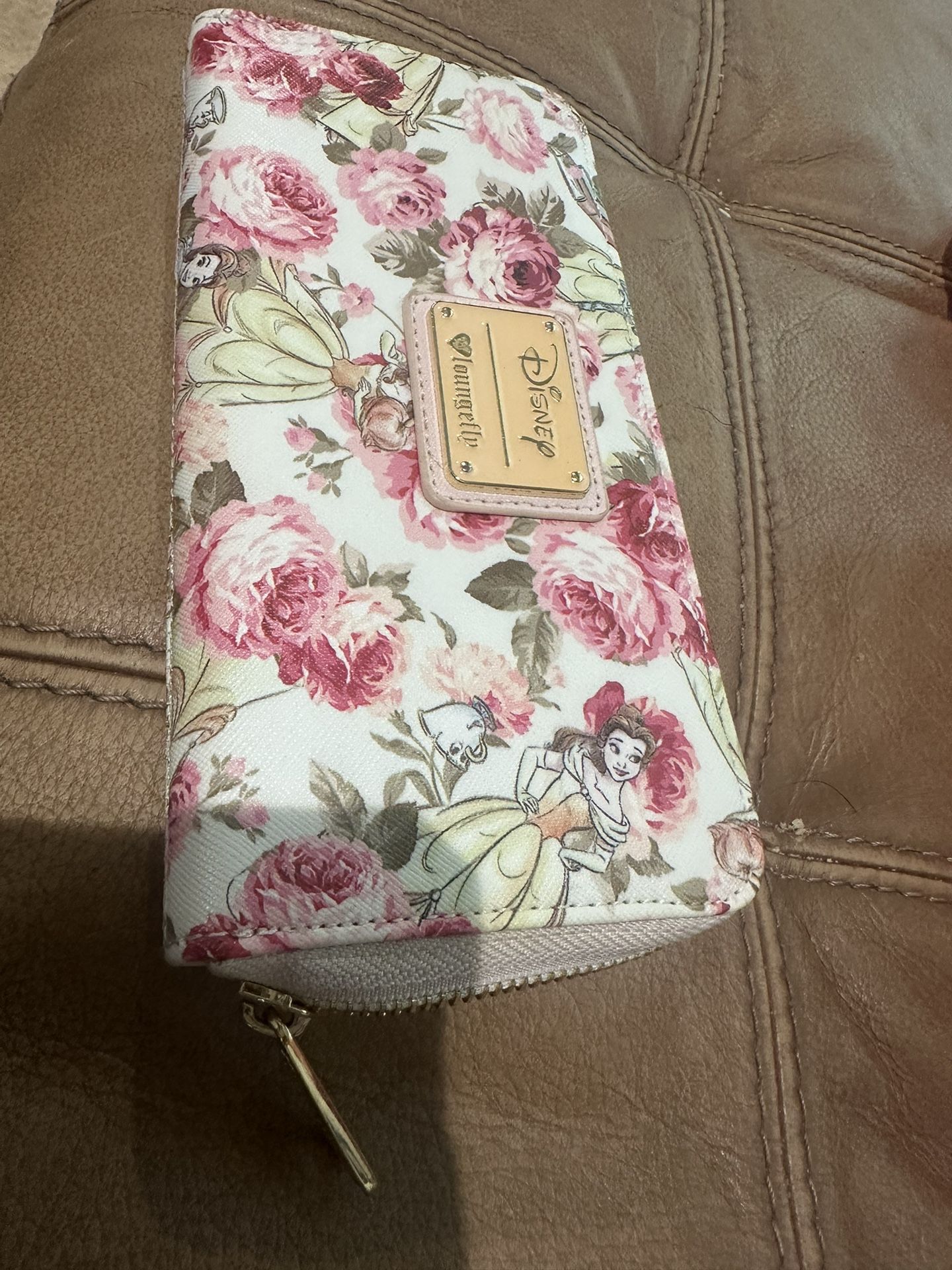 Loungefly Disney Beauty & The Beast Belle Mrs. Potts Pink Peony Floral Wallets