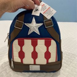 Brand New Marvel Loungefly Backpack From Disneyland “Captain America “ Theme Backpack