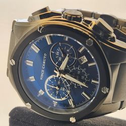Vince Camuto Gunmetal Blue Chronograph Stainless Steel Watch VC/1065DG