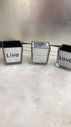 Live, Laugh, Love, Silver outside & Black inside, 3 Candle Holders