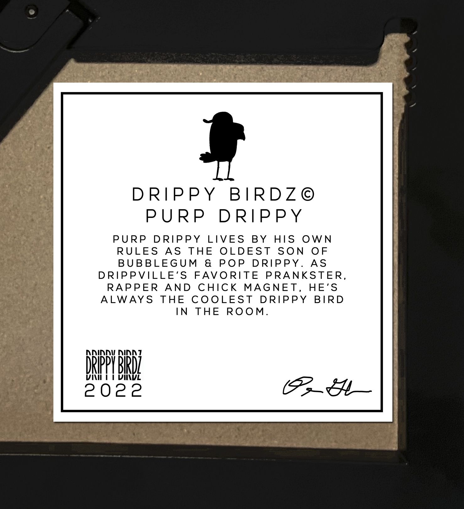 Purp Drippy Birdz Framed Art 8”x8”