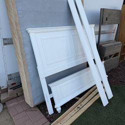 Full Size White Wood Bed frame With Box Spring 